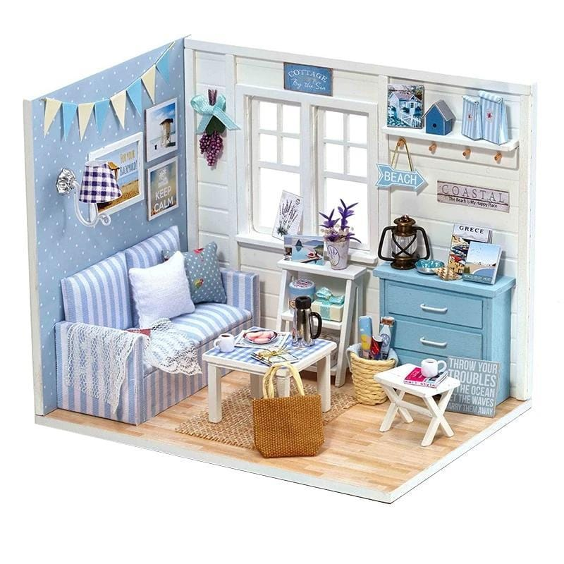 BLUE COASTAL ROOM MINIATURE DOLLHOUSE