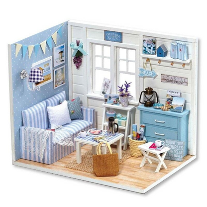 BLUE COASTAL ROOM MINIATURE DOLLHOUSE