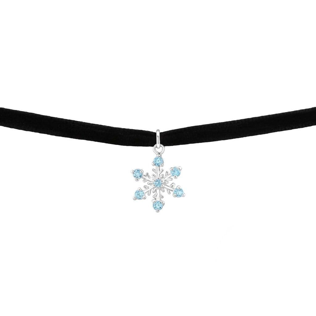 Sterling Silver Snowflake Crystal Choker Necklace