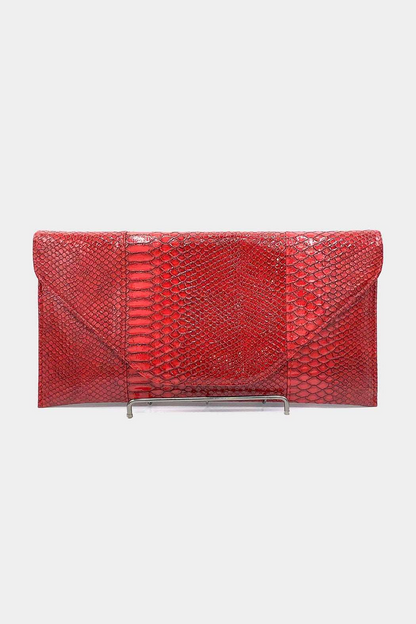 Snake Skin Envelope Clutch and Shoulder Bag