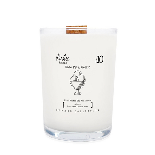 Rose Petal Gelato | 8 Ounce Candle | Rustic Ember