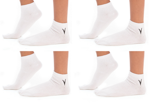 4 Pairs White Ankle Casual V-Toe Flip-Flop Tabi Big Toe Socks