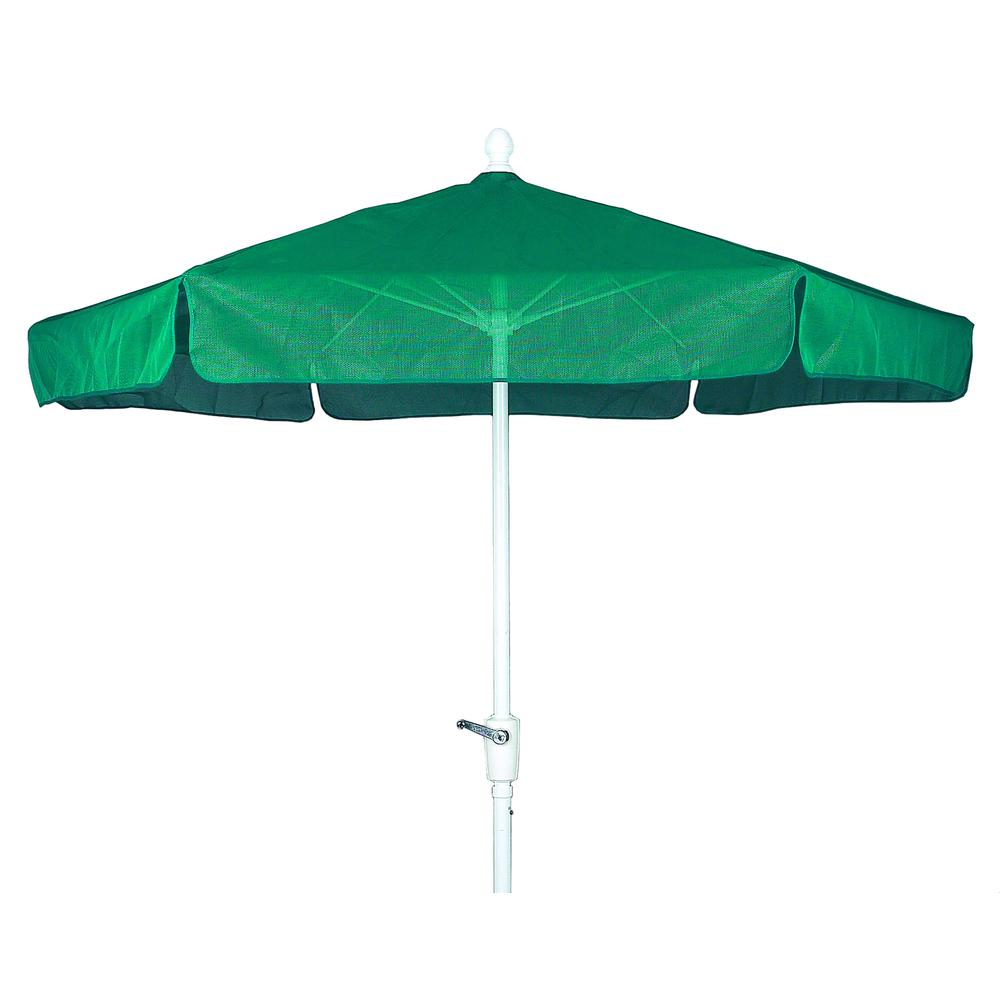 7.5' Hex Home Garden  Umbrella 6 Rib Crank White with Forest Green Vinyl Coated Weave Canopy