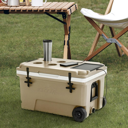 Louie 60-Quart Insulated Portable Rolling Ice Chest Solar Cooler with Wheels