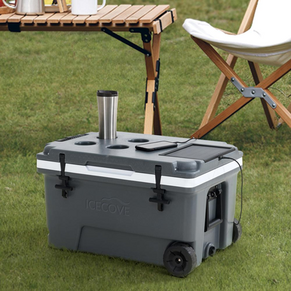 Louie 60-Quart Insulated Portable Rolling Ice Chest Solar Cooler with Wheels