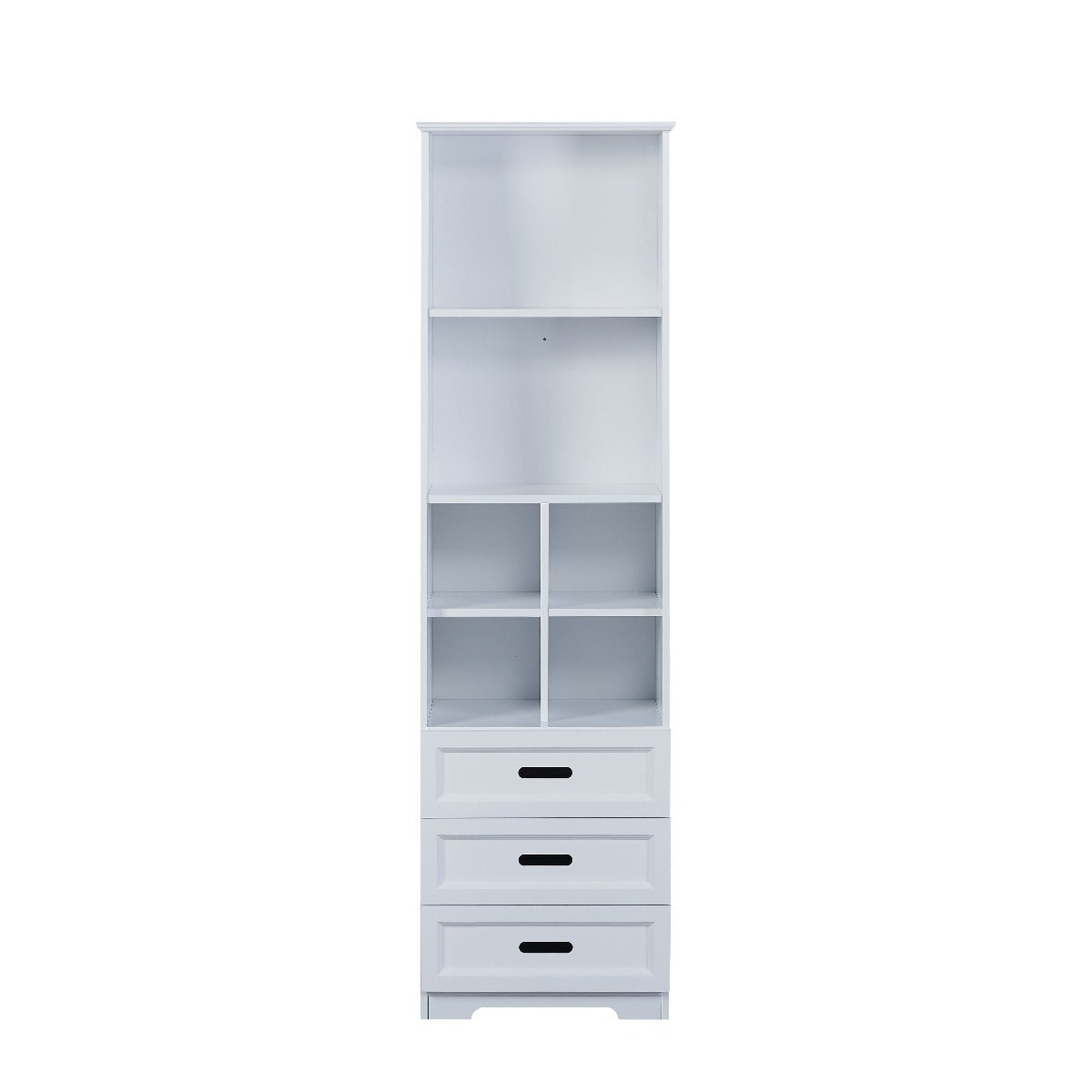 Tall white bookcase with toy storage  | Kids bookcase