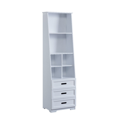 Tall white bookcase with toy storage  | Kids bookcase