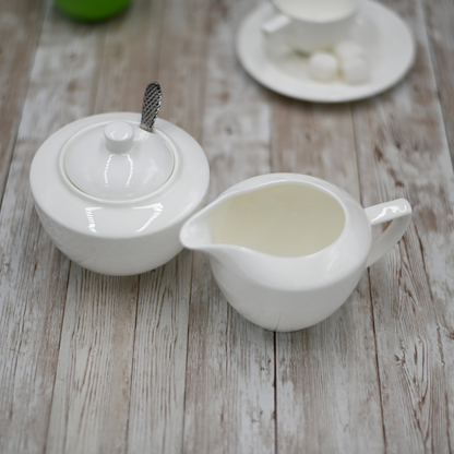 White Sugar Bowl 11 Oz & Creamer