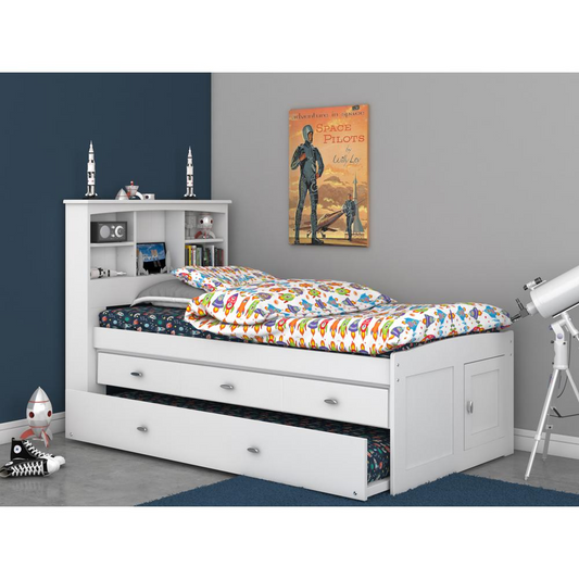 Twin Captains Bookcase Bed with 3 spacious under bed drawers