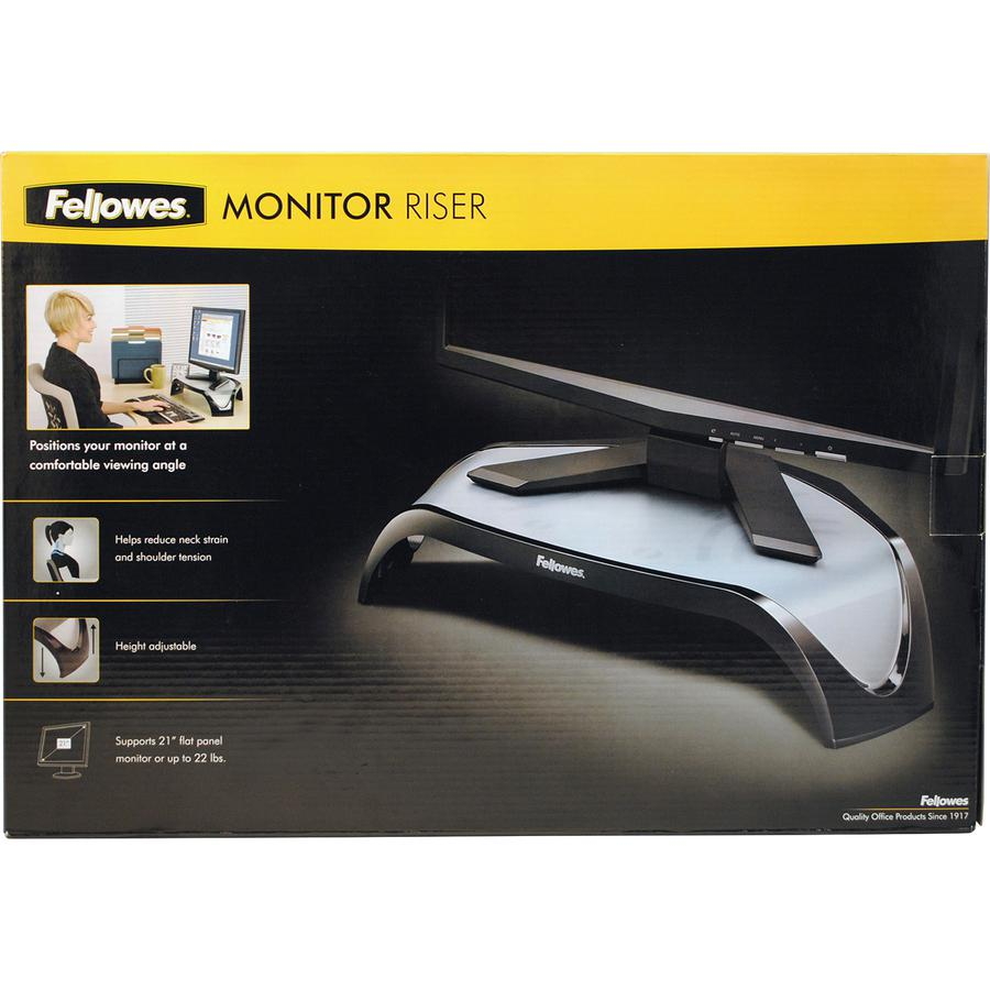 Fellowes Smart Suites&trade; Corner Monitor Riser - Up to 21" Screen Support - 40 lb Load Capacity - Flat Panel Display Type Supported - 5.1" Height x 18.5" Width x 12.5" Depth - Desktop - Acrylonitri