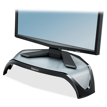 Fellowes Smart Suites&trade; Corner Monitor Riser - Up to 21" Screen Support - 40 lb Load Capacity - Flat Panel Display Type Supported - 5.1" Height x 18.5" Width x 12.5" Depth - Desktop - Acrylonitri