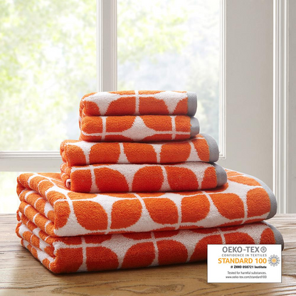 100% Cotton Jacquard 6pcs Towel Set,ID91-525