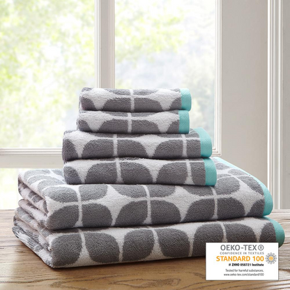 100% Cotton Jacquard 6pcs Towel Set,ID91-525