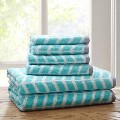 100% Cotton Jacquard 6pcs Towel Set,ID91-525