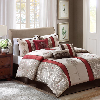 100% Polyester Jacquard Pieced 7pcs Comforter Set w/ Embroidery,MP10-751