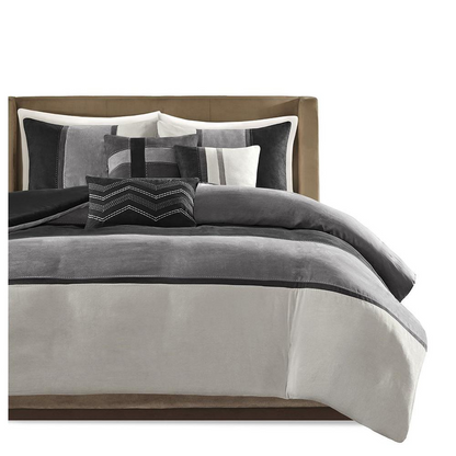 100% Polyester 6 Piece Faux Suede Duvet Set, MP12-7487