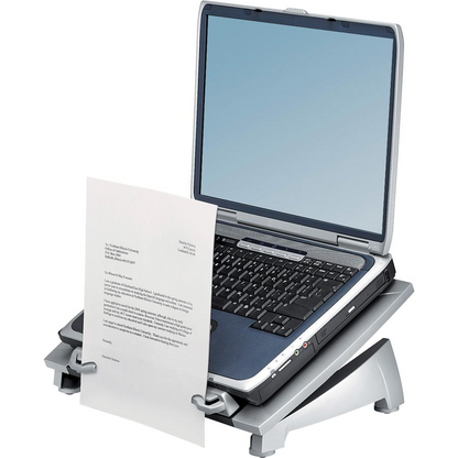 Fellowes Office Suites&trade; Laptop Riser Plus - Up to 17" Screen Support - 10 lb Load Capacity - 6.5" Height x 15.1" Width x 10.5" Depth - Silver, Black