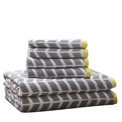 100% Cotton Jacquard 6pcs Towel Set,ID91-525