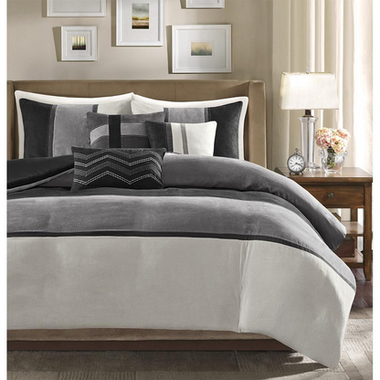 100% Polyester 6 Piece Faux Suede Duvet Set, MP12-7487