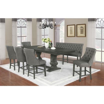 Dining Bench With Nailhead Trim (Single), Dark Grey