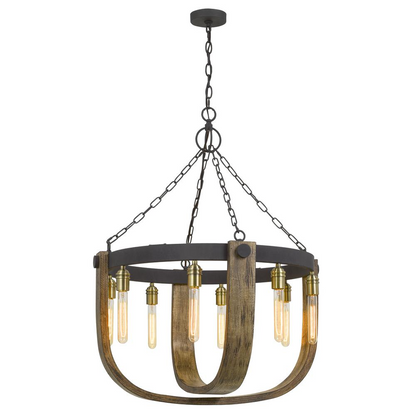 60W X 8 Apulia Metal/Wood Chandelier (Edison Bulbs Are Not included)