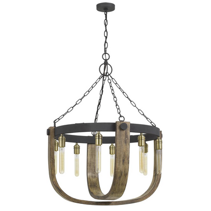 60W X 8 Apulia Metal/Wood Chandelier (Edison Bulbs Are Not included)