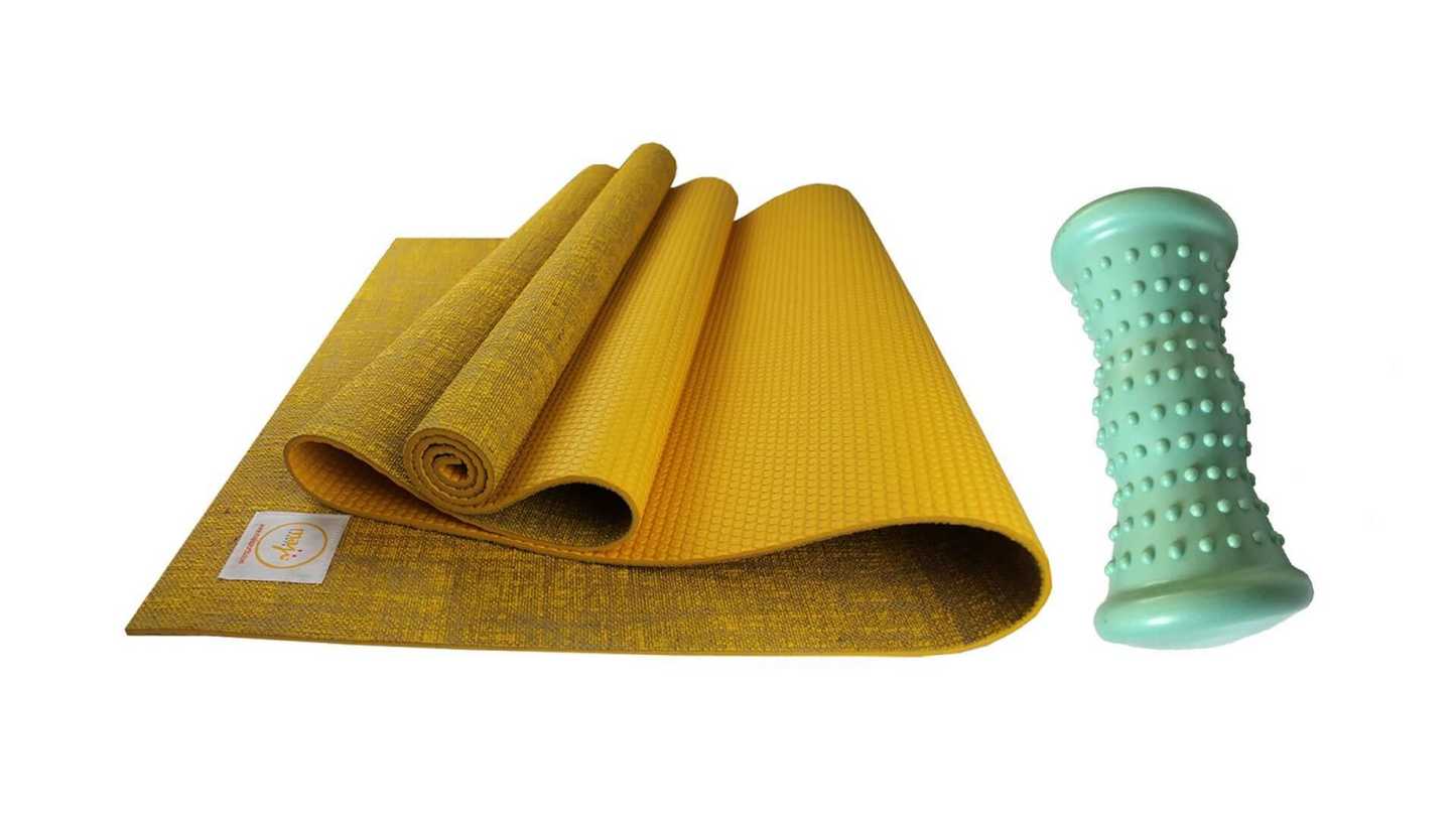 Maji Sports Jute Premium Eco Yoga Mat + Foot Massager (7.5cm x 17.5cm)