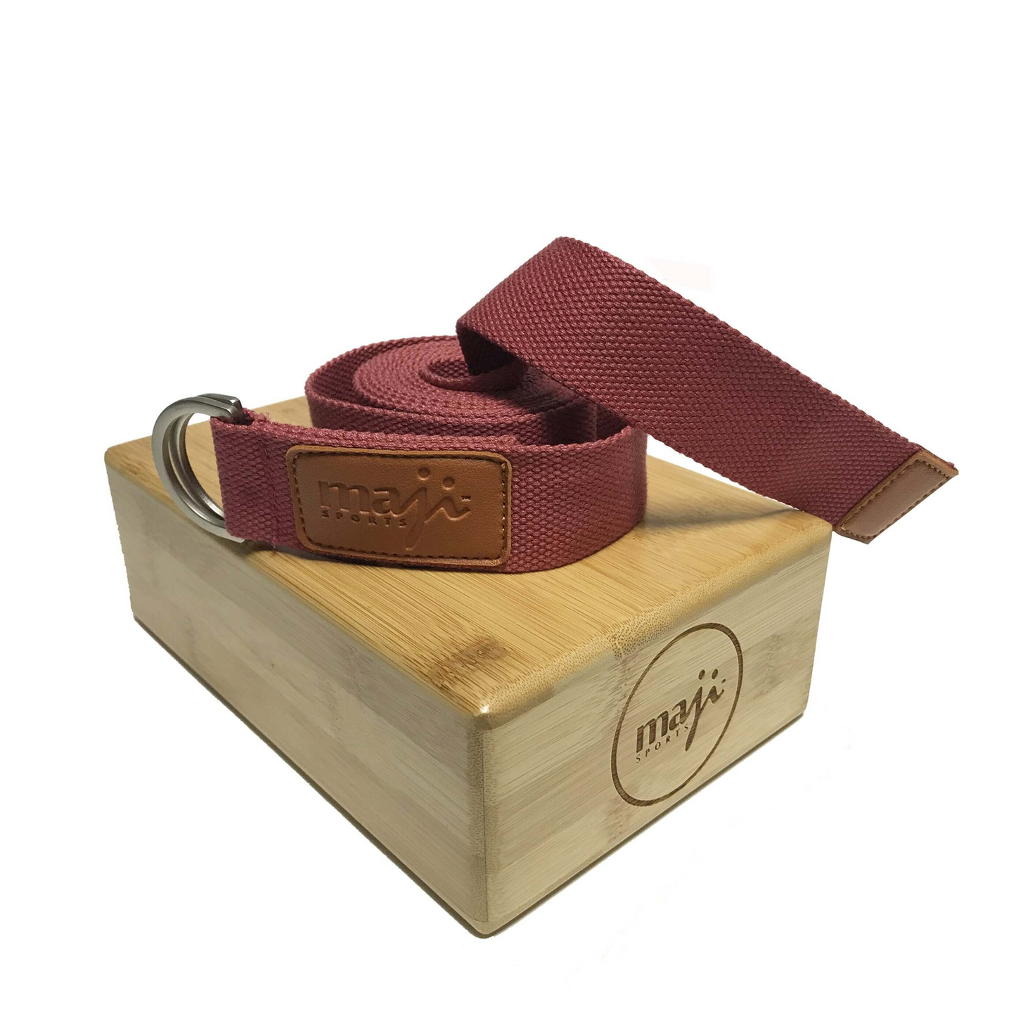 Maji Sports Bamboo Yoga Block & Strap Combo