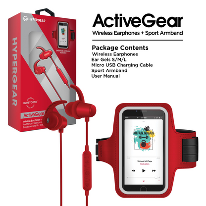 HyperGear ActiveGear Wireless Earphones + Sports Armband