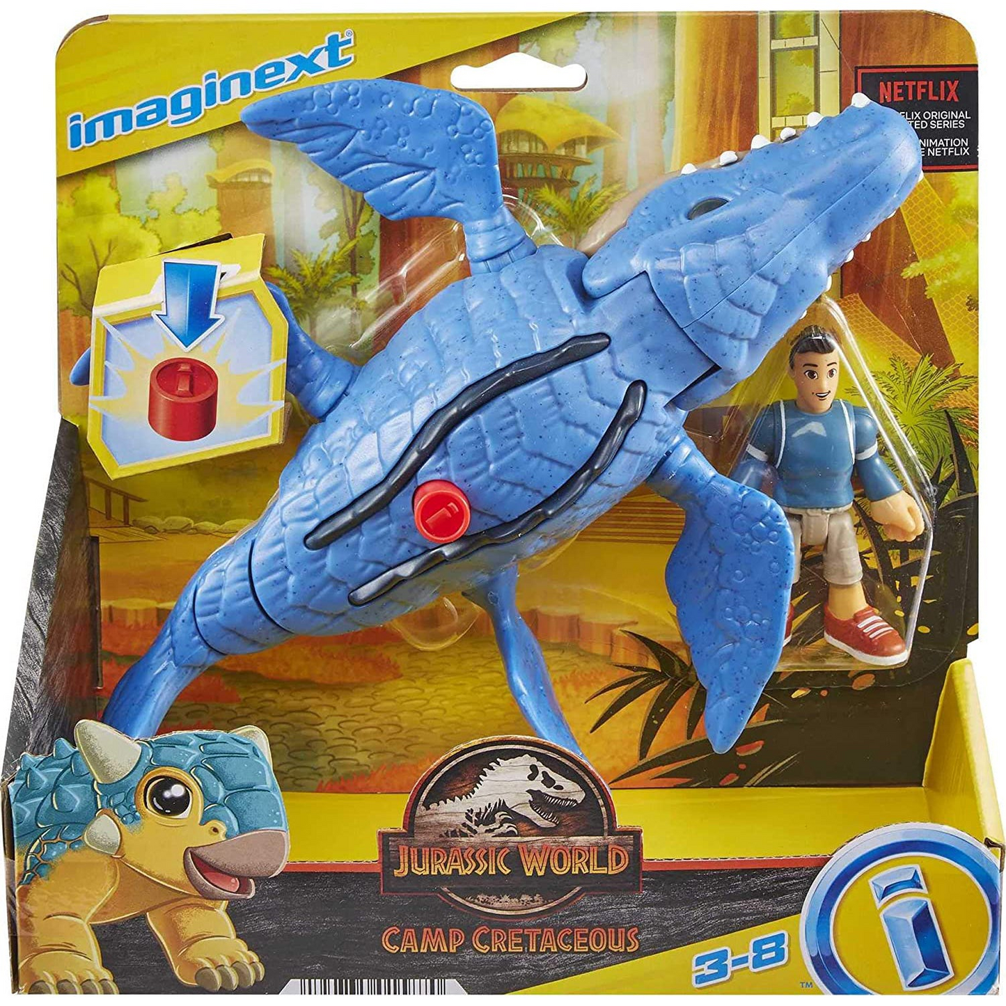 Fisher-Price Imaginext Jurassic World Camp Cretaceous Mosasaurus & Kenji Figure