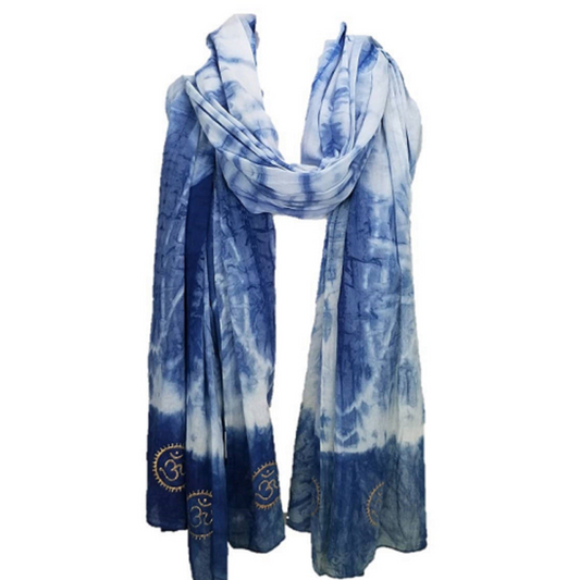 Eternity  Indigo Cotton Scarf with golden OM symbol