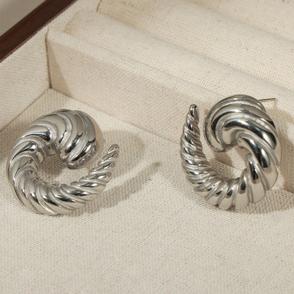 Titanium Steel Spiral Shape Stud Earrings