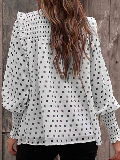 Round Neck Lantern Sleeve Blouse